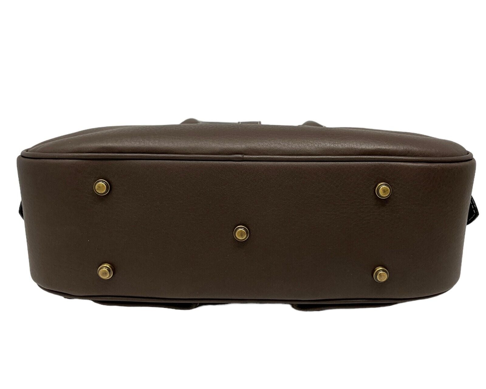 Christian Dior Vintage Logo Double Saddle Bag Brown Gold Leather Zip Rank AB