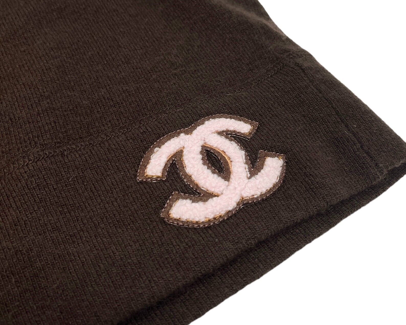 CHANEL Vintage 01A Coco Mark Logo Knit Tank Top Brown Cashmere Rank AB