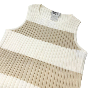 CHANEL Vintage 98P CC Logo Summer Knit Rib Tank Top #40 Beige White Ra –  Luxury Fashion Spark