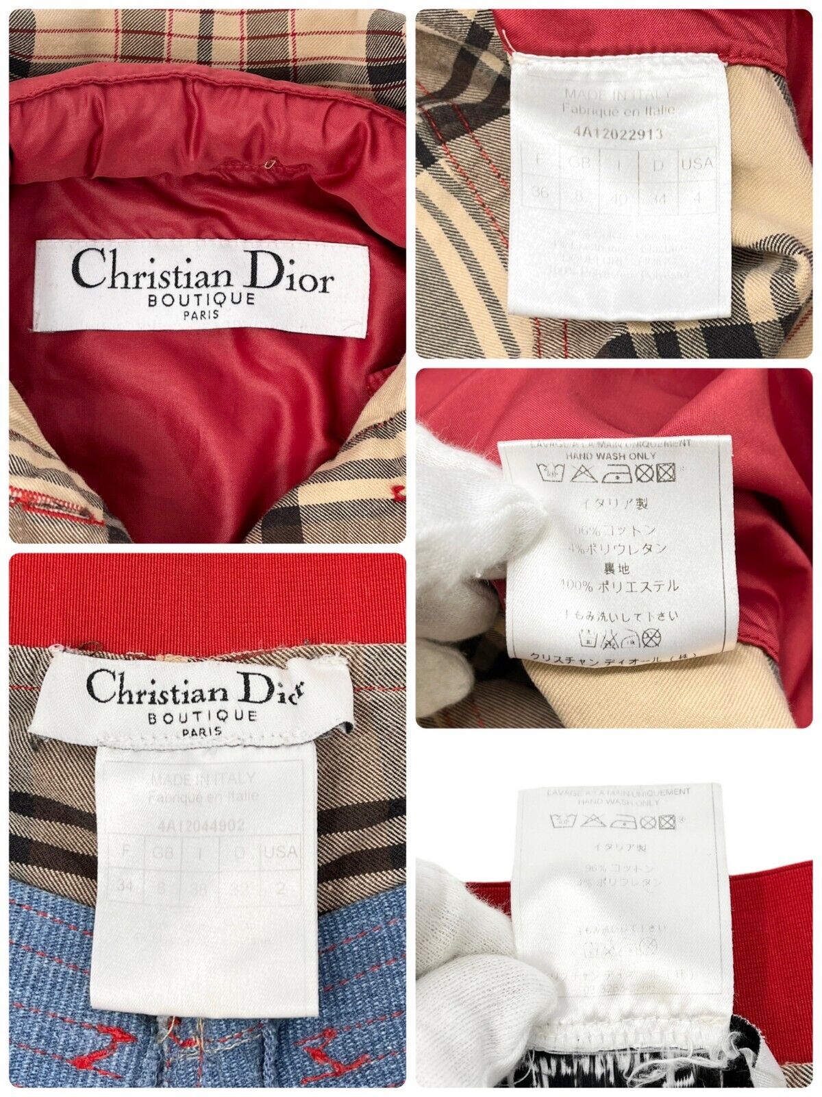 Christian Dior Vintage Galliano Plaid Pants Suit Set #36 #34 Beige Rank AB