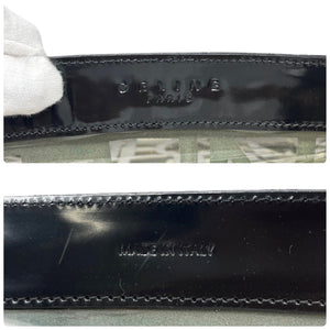 CELINE Vintage Logo Vinyl Tote Bag Shopper Bag Black Clear Leather Rank AB