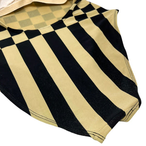 FENDI Vintage Zucca Monogram Swimwear Swimsuit One-piece #42 Stripe Beige RankAB