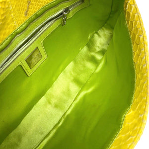 FENDI Vintage Mamma Baguette Shoulder Bag Yellow Calf Hair  Leather Rank AB