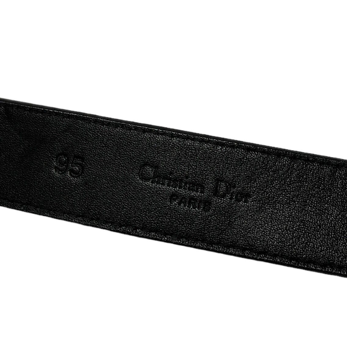 Christian Dior Vintage Logo Belt #95 Accessory Black Silver Leather Rank AB