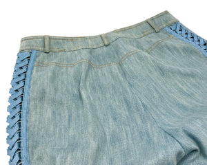 Christian Dior Vintage Logo Admit it Denim Pants #42 Race Up Blue Cotton Rank AB