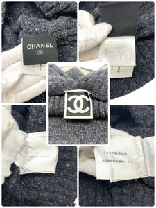 CHANEL Vintage 08A CC Logo Turtleneck Sweater Tops #38 Wool Cashmere Gray RankAB