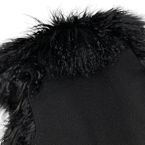 GUCCI Vintage Lamb Fur Knit Vest Jacket #40 Black Wool Rank AB+