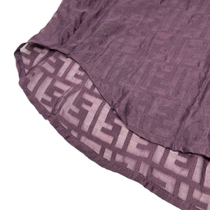 FENDI Vintage Zucca Monogram See-through Shirt Top #42 Button Purple Rank AB+