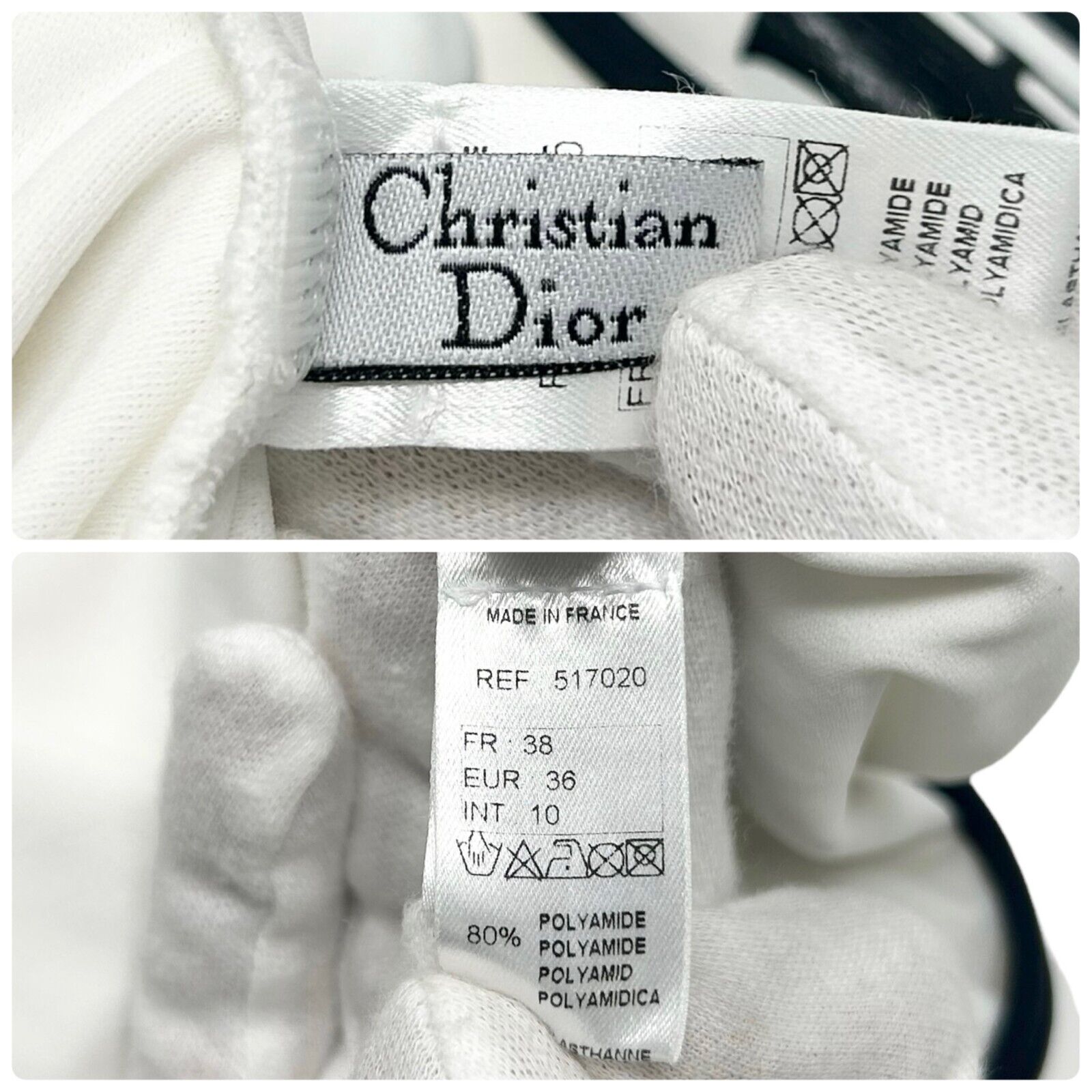 Christian Dior Vintage Calligraphy Logo Galliano Design Swimwear Suit #36 White