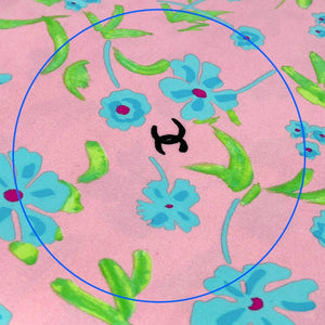 CHANEL Vintage 97P CC Logo Dress #40 One-piece Pink Blue Flower Nylon RankAB