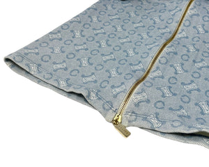 CELINE Vintage Macadam Monogram Hoodie Top Pants Set #M #L Blue Cotton RankAB