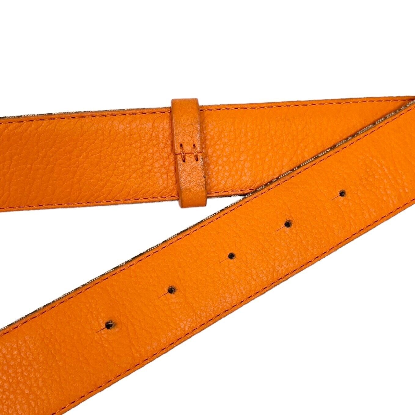 Christian Dior Vintage Trotter Monogram Logo Belt #85 Beige Orange Rank AB