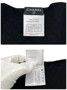 CHANEL Vintage 05A CC Mark Cambon Line Scarf Wrap #40 Black White Wool Rank AB+