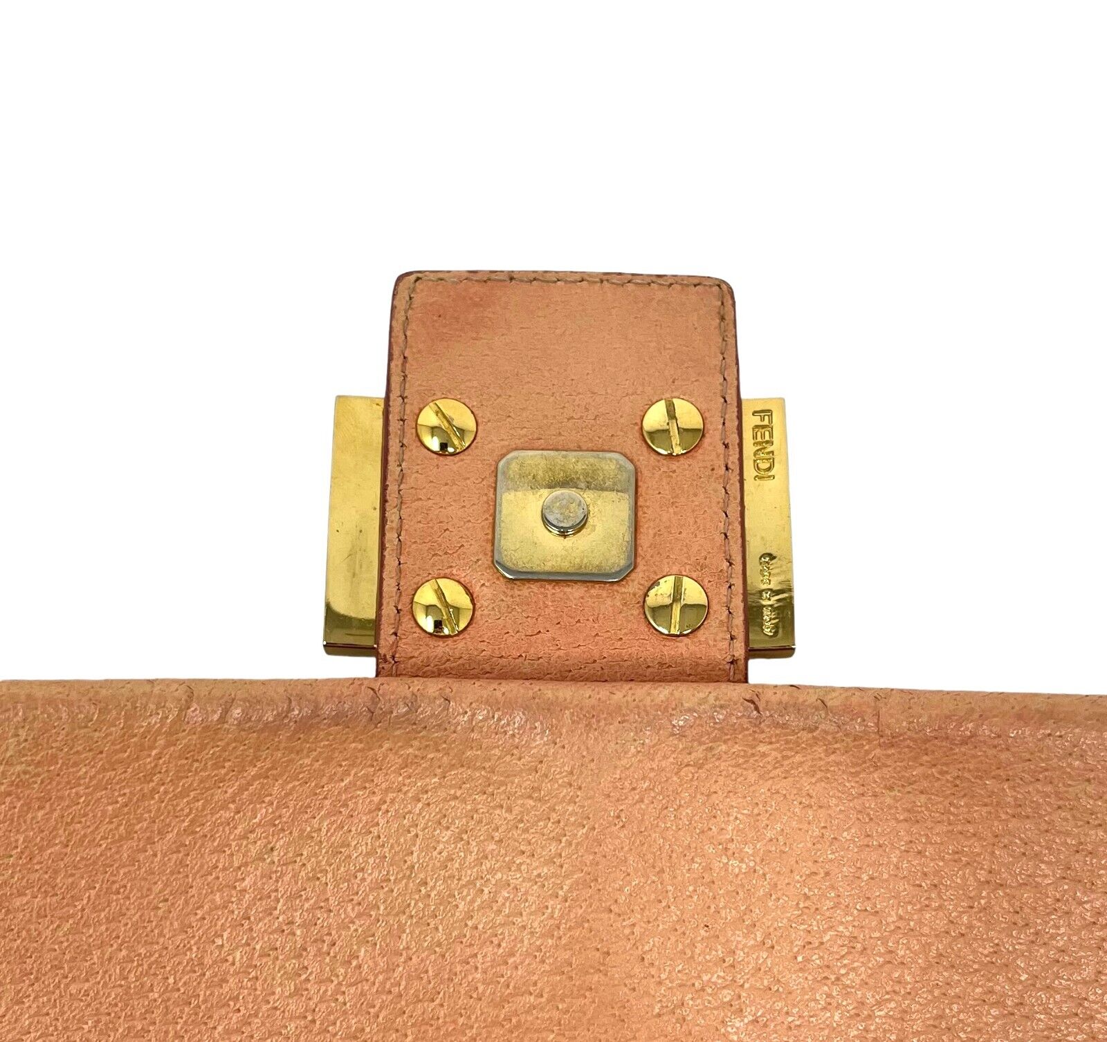 FENDI Vintage FF Logo Mamma Baguette Shoulder Bag Handbag Leather Orange RankAB