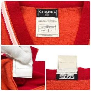 CHANEL Vintage 02P CC Logo Sleeveless Sweater Knit Top #42 Red Cashmere RankAB