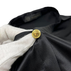 VERSACE Vintage Medusa Logo Shirt #38 Top Black Gold Silk Button Rank AB+