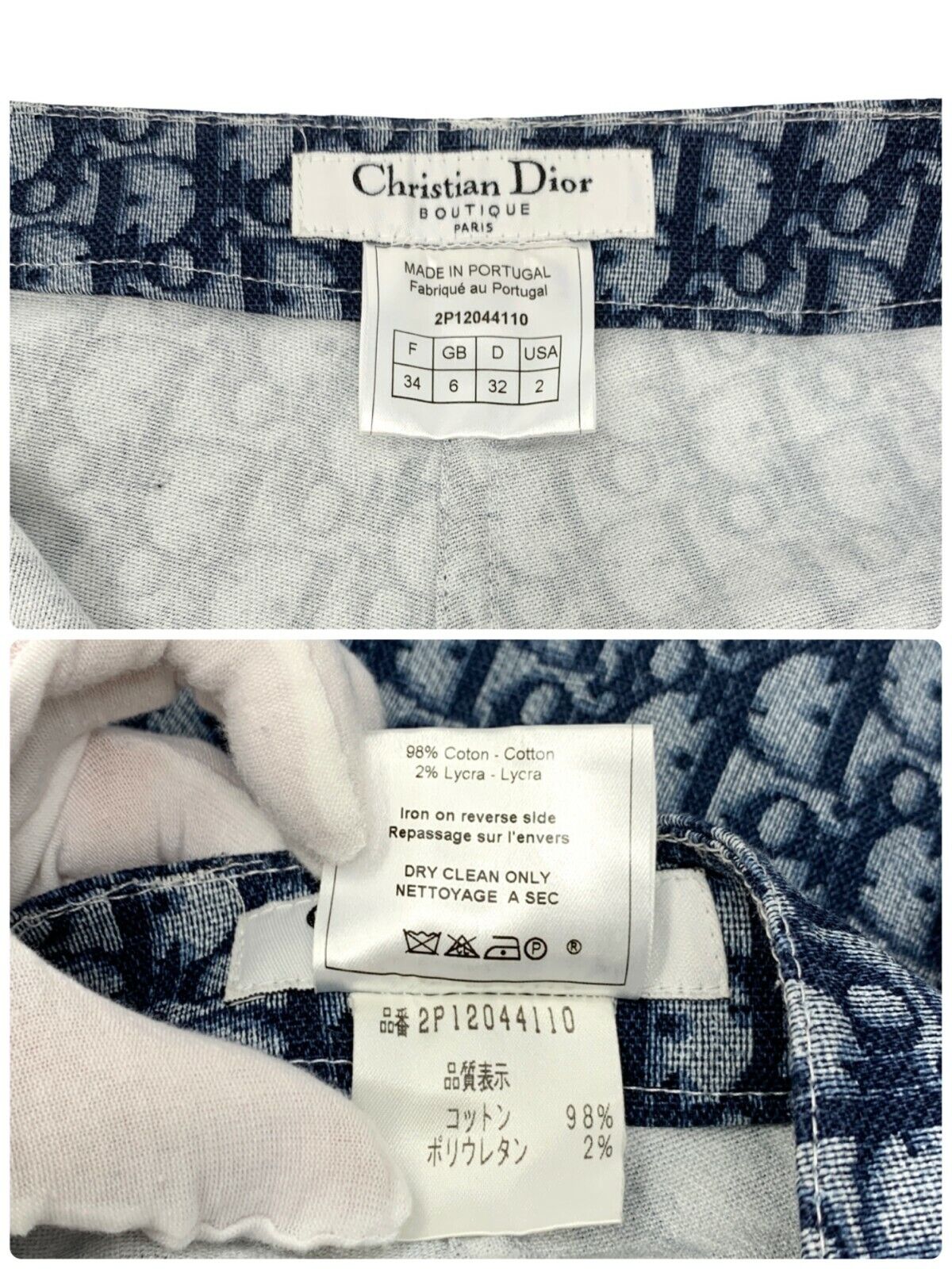 Christian Dior Vintage Trotter Monogram Logo Cropped Pants Denim #34 Blue RankAB