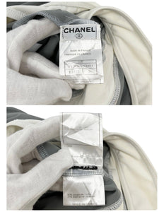 CHANEL Vintage 01P CC Mark Swimsuit #36 One-piece Gray White Nylon Rank AB