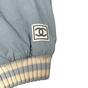 CHANEL Sport Vintage 01A Coco Mark Logo Pants #42 Blue Ivory Nylon Rank AB+
