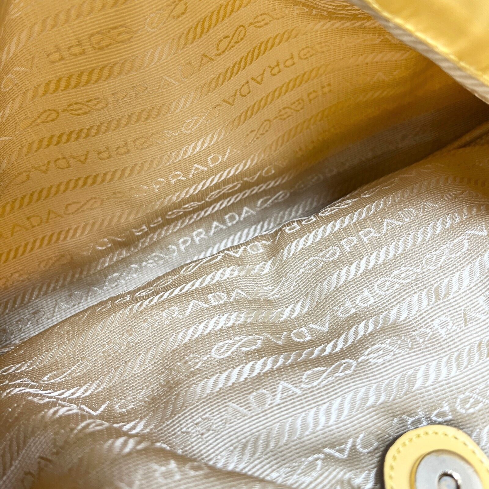 PRADA Vintage Logo Mini Shoulder Bag Pochette Yellow Gold Nylon Rank AB