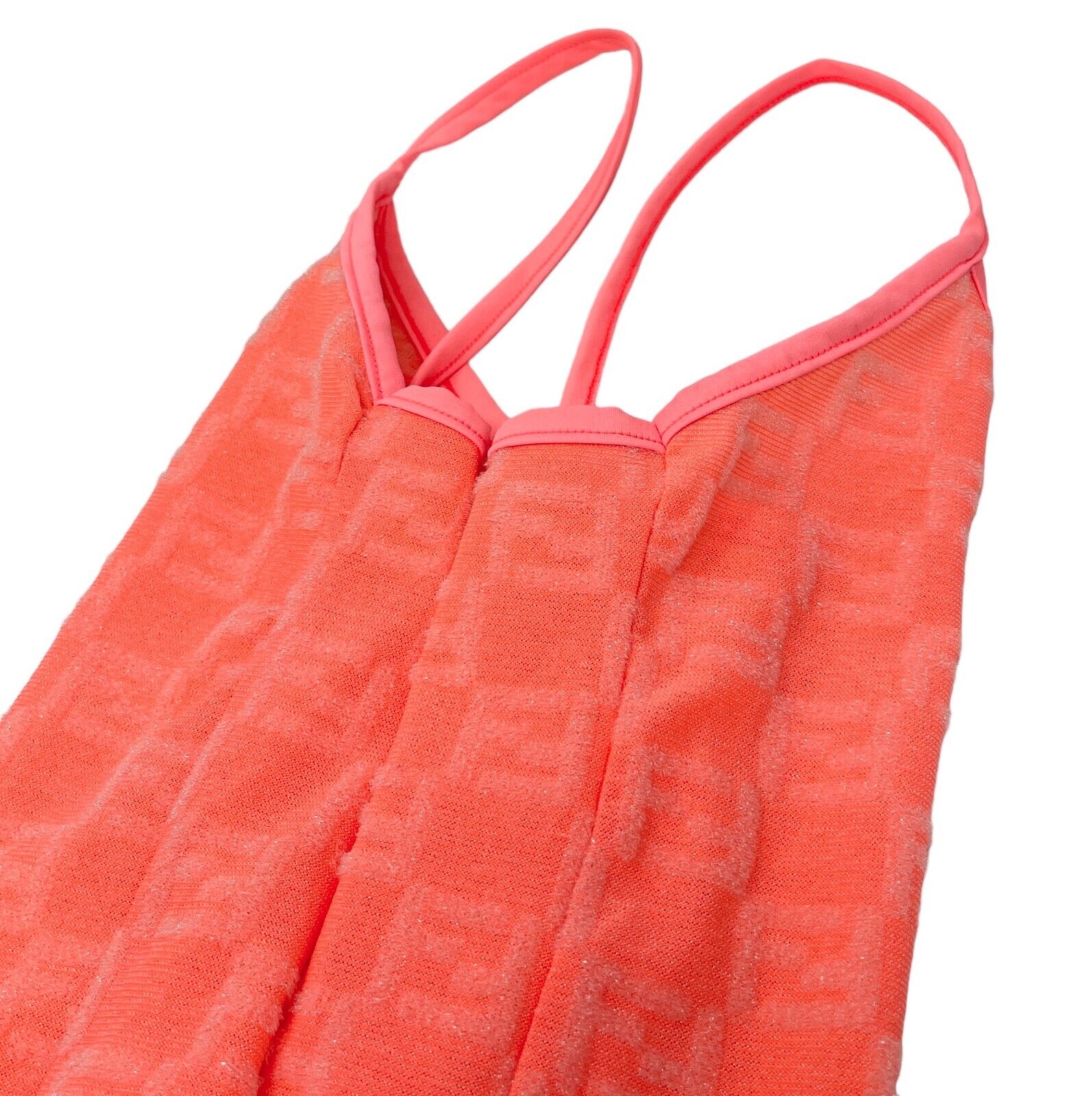 FENDI Vintage Zucchino Monogram Camisole Skirt Set Terrycloth Pink Nylon RankAB