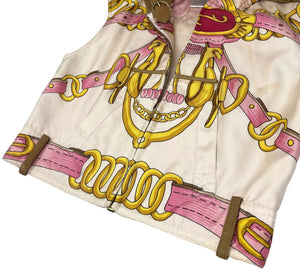 Christian Dior Vintage Zipped Vest Jacket #38 Cropped Pink Gold Silk RankBC