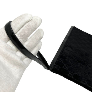 GUCCI Vintage GG Monogram Logo Velour Clutch Bag Wristlet Pouch Black Rank AB