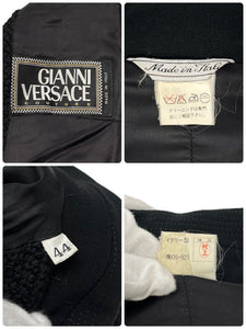 GIANNI VERSACE Vintage Medusa Logo Button Knit Jacket #44 Black Gold Rank AB+