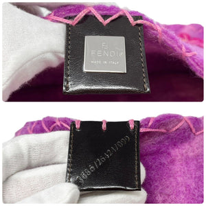 FENDI Vintage FF Logo Floral Applique Felt Mamma Baguette Bag Purple Rank AB