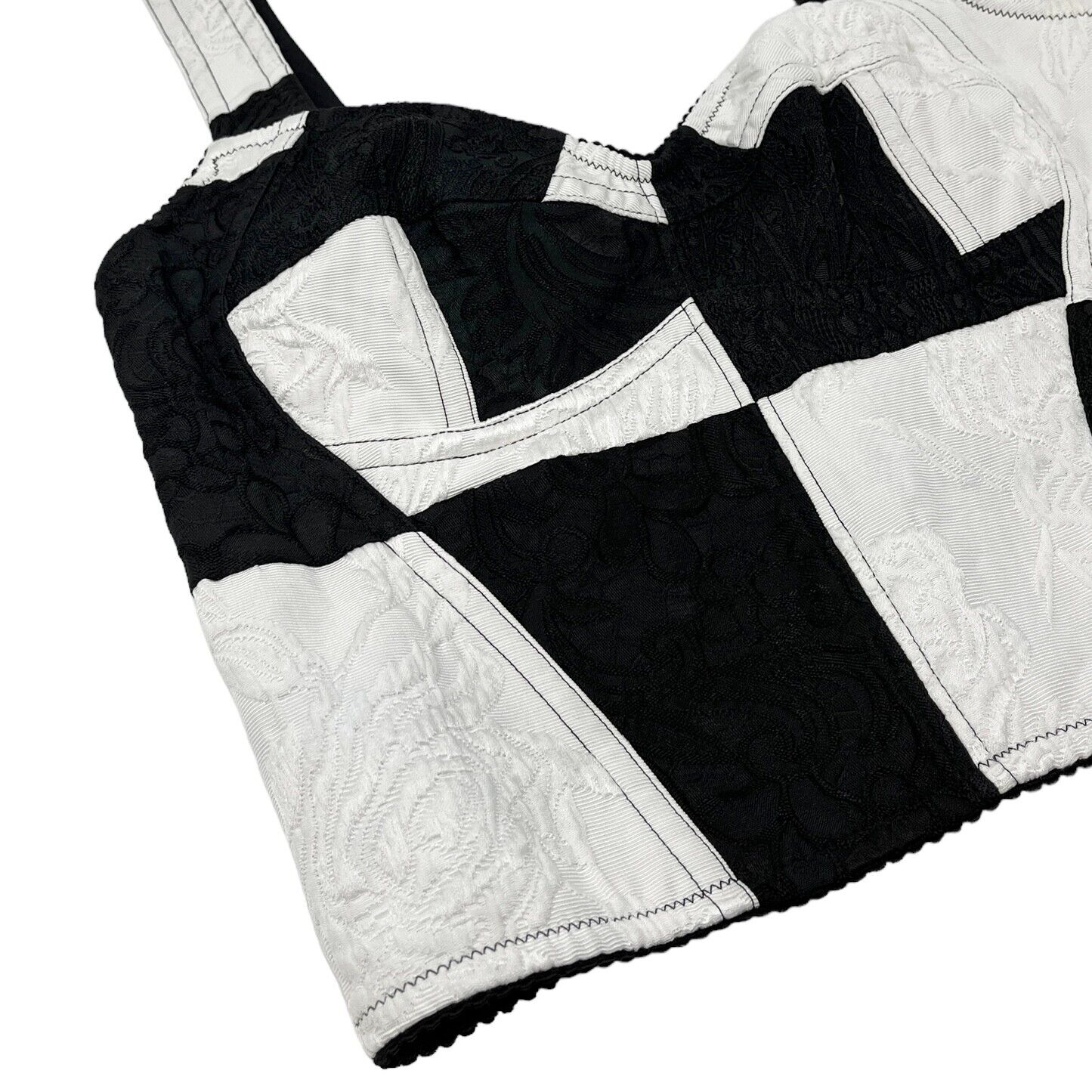 DOLCE&GABBANA Vintage Logo Bustier Corset #36 Bicolor Black Nylon Zip RankAB