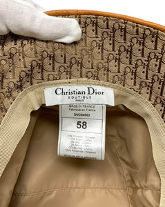Christian Dior Vintage Trotter Monogram Bucket Hat #58 Logo Beige Canvas Rank AB