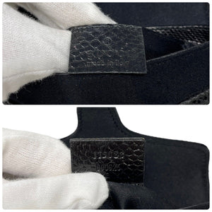 GUCCI Vintage GG Interlocking Crossbody Bag Rhinestone Chain Black Satin Rank AB