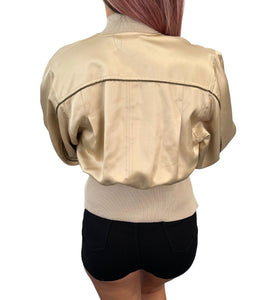 DOLCE&GABBANA Vintage DG Logo Jacket #36 Zip Silk Polyester Gold RankAB+