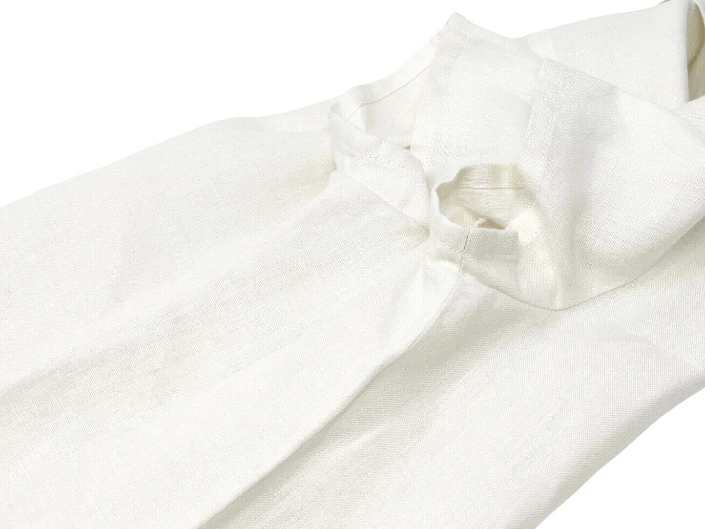 CHANEL Vintage 97P Coco Mark Logo Button Shirt #36 White Gold Linen RankAB