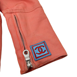 CHANEL Sport 02S Vintage Coco Mark Zipped Jacket #38 Orange Cotton RankAB+