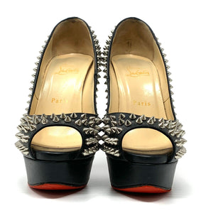Christian Louboutin Studs Sandals #37.5 US 7.5 Black Silver Leather Rank AB