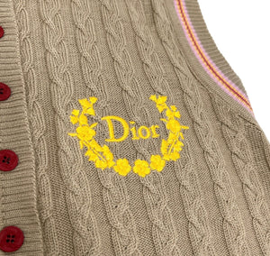 Christian Dior Vintage Logo Tank Top Polo Knit Brown Red Wool Rank AB+