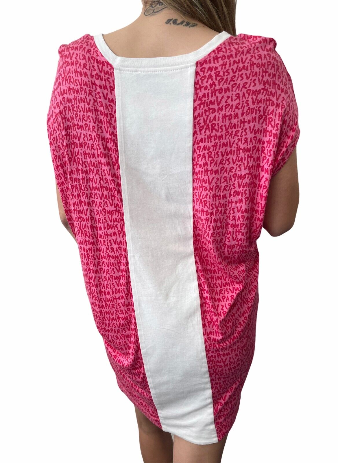 LOUIS VUITTON Vintage Graffiti Logo Tunic #S Top Dress Pocket Pink Rank A
