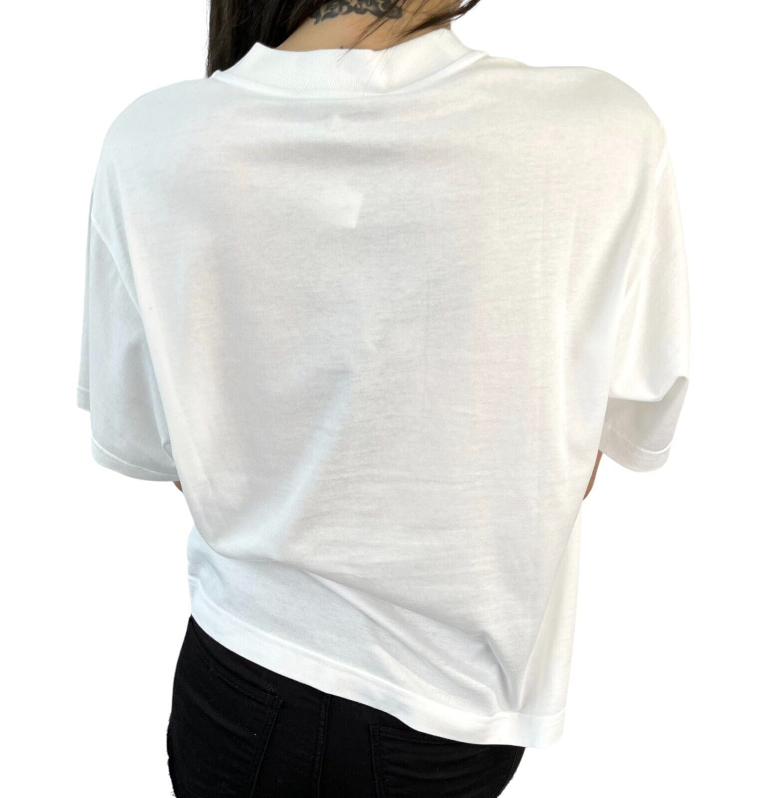 DOLCE&GABBANA Logo T-shirt #XXS Top White Black Cotton I Love Supermodel RankA