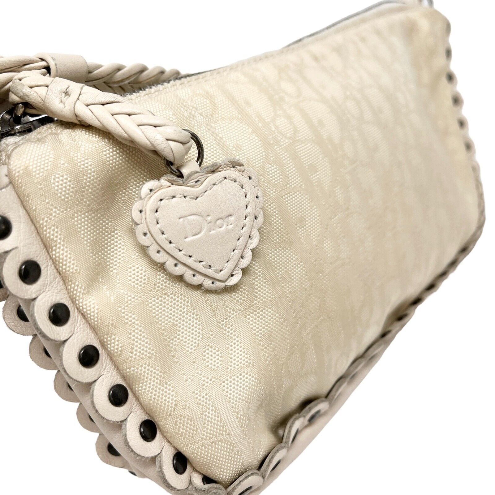 Christian Dior Vintage Trotter Monogram Romantique Crossbody Bag Beige Rank AB