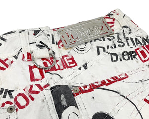 Christian Dior Vintage Logo Hard Core Mini Skirt #38 White Cotton Zip Rank AB