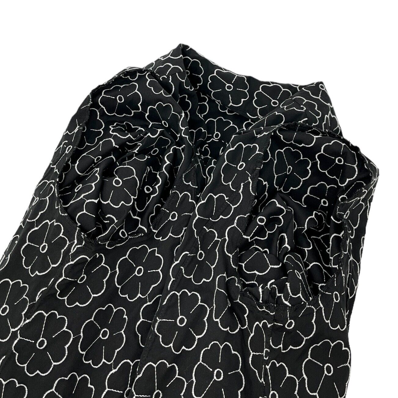 CHANEL Vintage 04P Flower Pattern Shirt Top #44 Ladybug Button Black Rank AB+