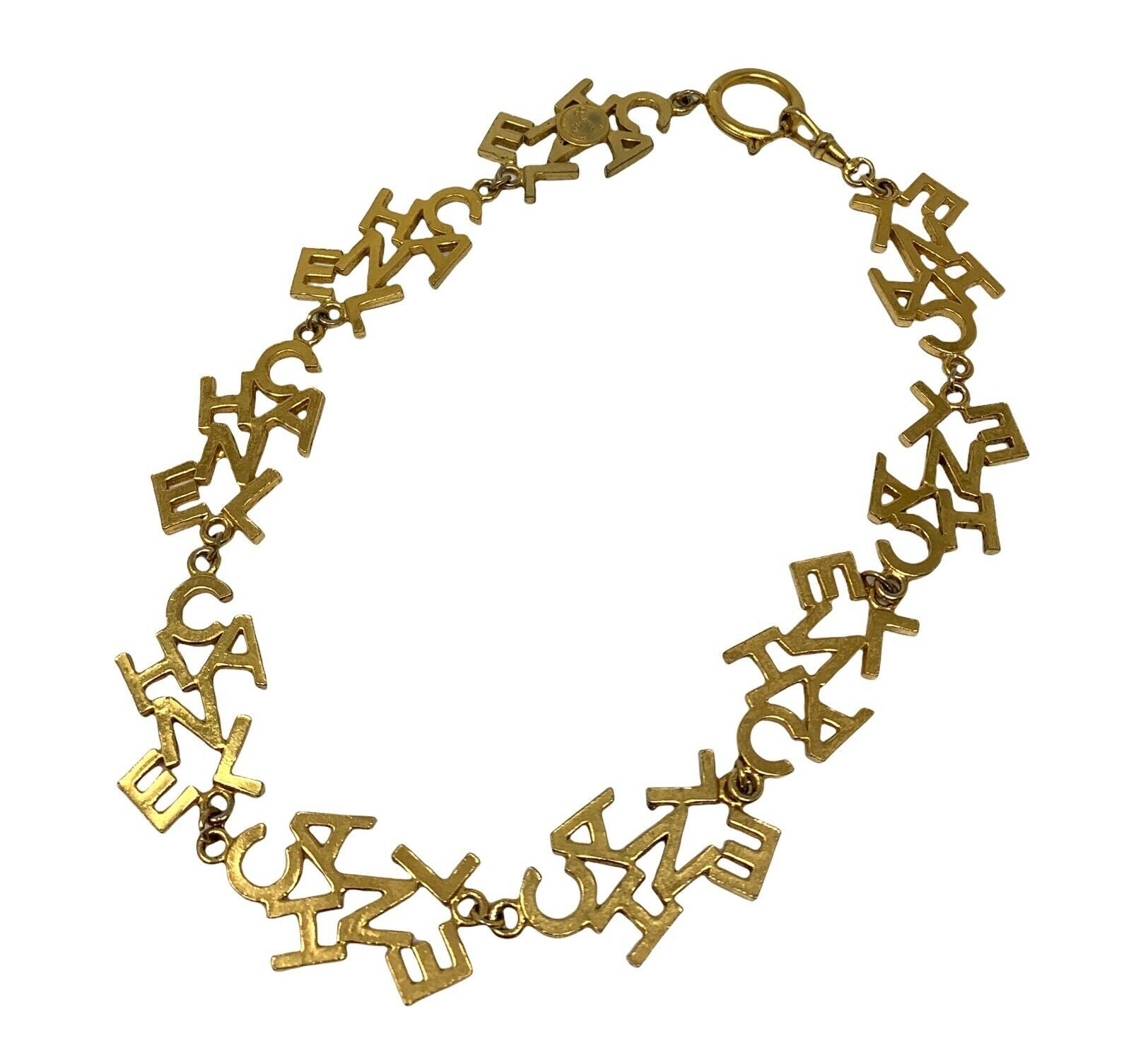 CHANEL Vintage Logo Choker Necklace Fashion Jewelry Accessory Gold RankAB