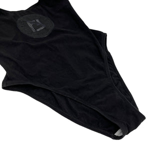 FENDI Vintage FF Logo Swimsuits One-piece #S Black Cotton Spandex Rank AB