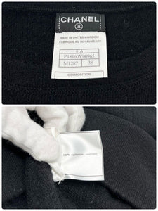 CHANEL Vintage 01A Coco Mark Logo Knit Vest Top #38 Black Cashmere Rank AB+