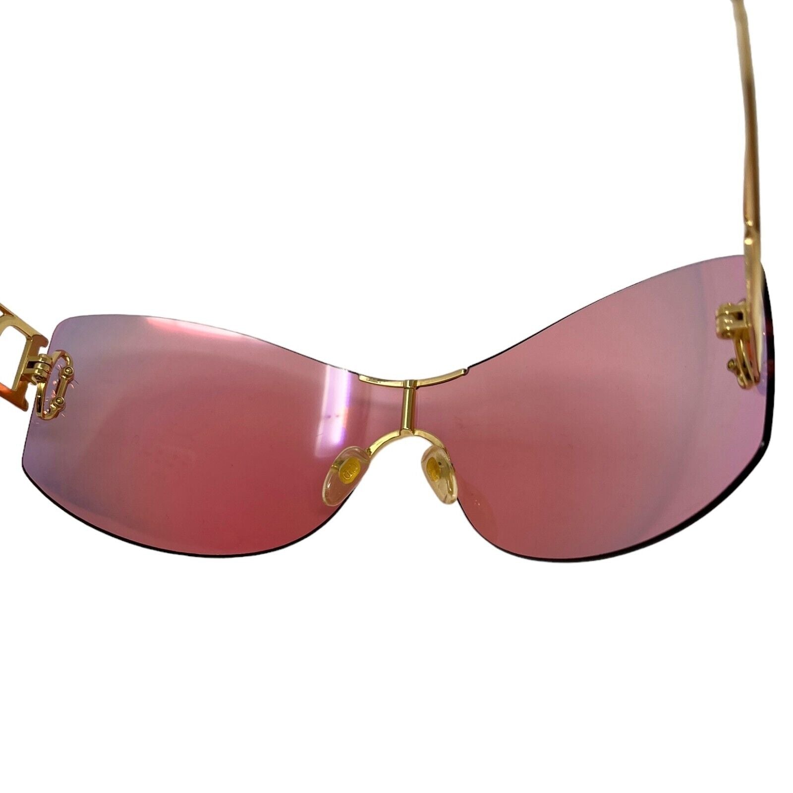 Christian Dior Vintage Logo Sunglass DIORELLA 80B/125 Shades Pink Metal Rank AB