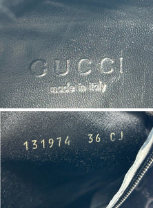 GUCCI Vintage Monogram Logo Boots Heels #36C US 6  Silver Black Velour RankAB