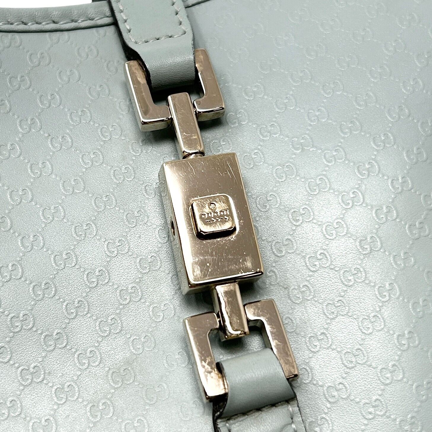 GUCCI Vintage Micro GG Monogram Jackie Shoulder Bag Leather Light Blue RankAB
