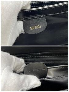 GUCCI Vintage G Square Mini Shoulder Bag Dark Gray Gold Leather Rank AB