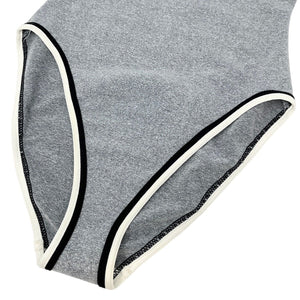CHANEL Vintage 98P CC Mark Logo Swimsuit One-piece #36 Gray Black Nylon Rank AB